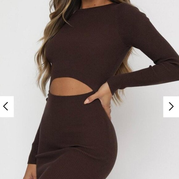 White Fox Boutique Brown Long Sleeve Dress - Picture 2 of 10